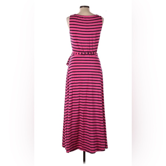 Talbots Pink and Blue Stripe Tie Waist Maxi Dress Medium Petite - Picture 2 of 8